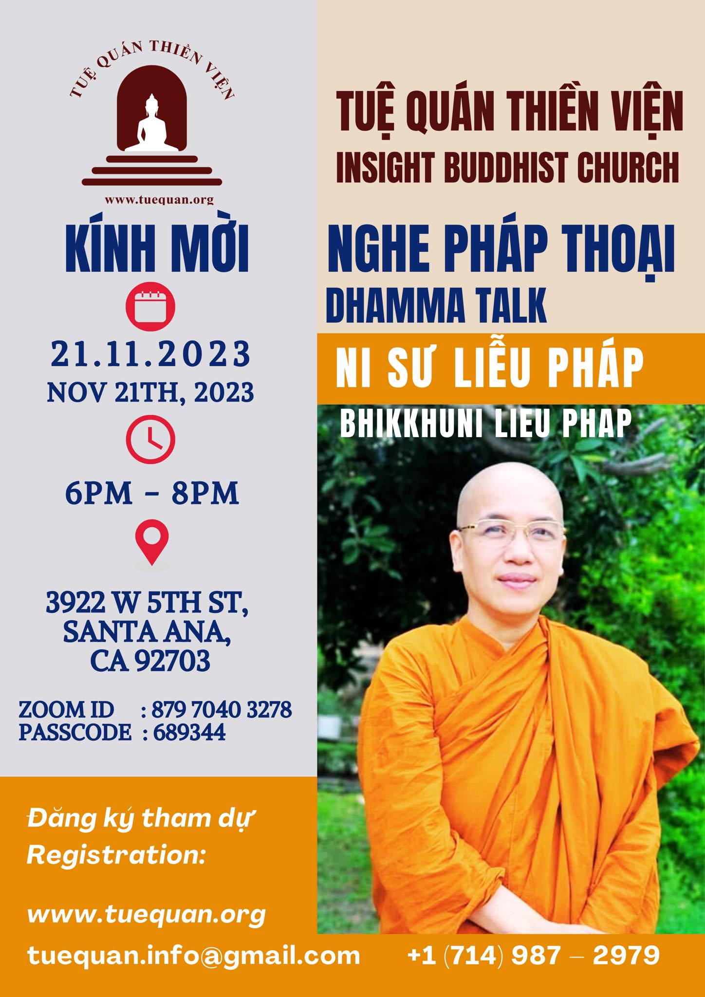 Tuesday Dhamma Talk, Nov 21st, 2023