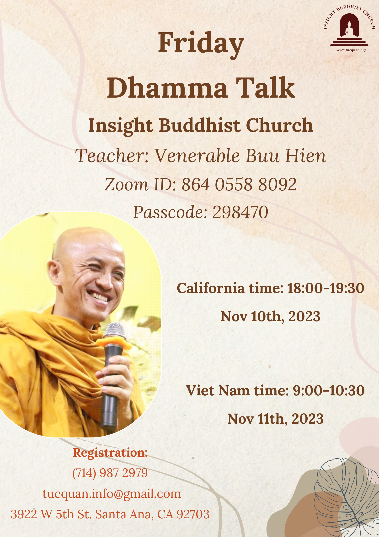 Friday Dhamma Talk, Nov 10th, 2023