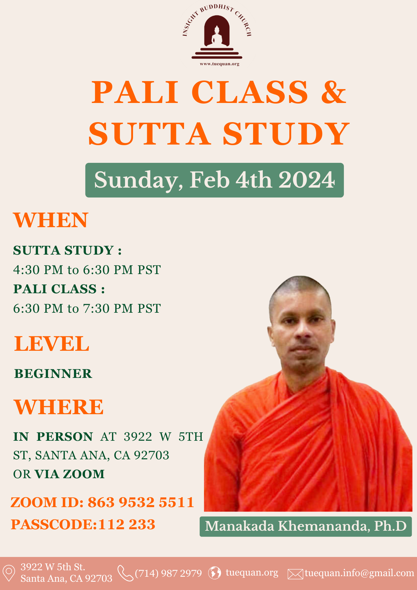 Pali class & Sutta study, Feb 4th 2024