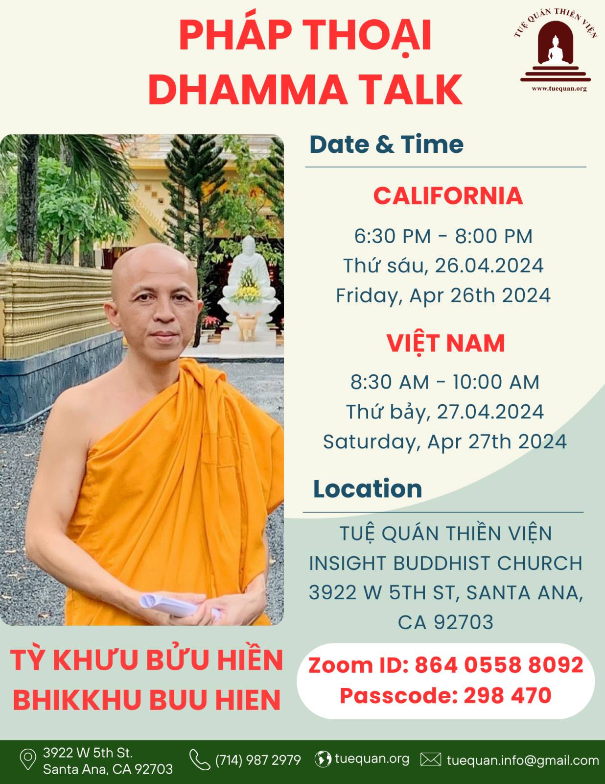 Friday Dhamma talk, Apr 26th 2024