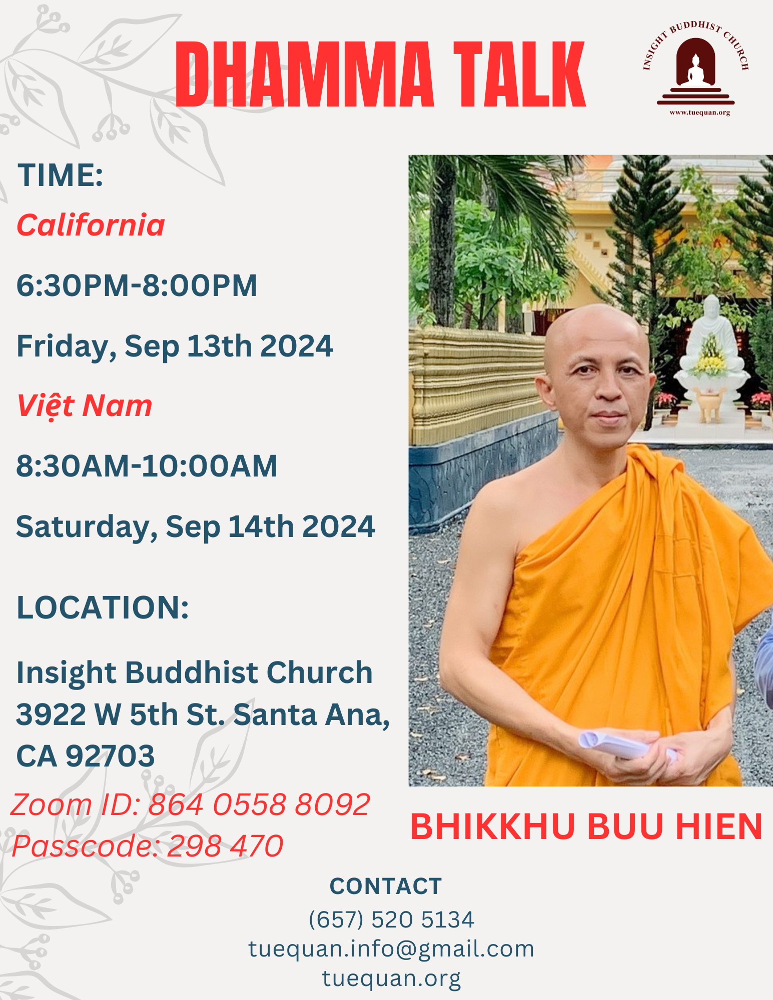 Friday Dhamma talk, Sep 13th 2024