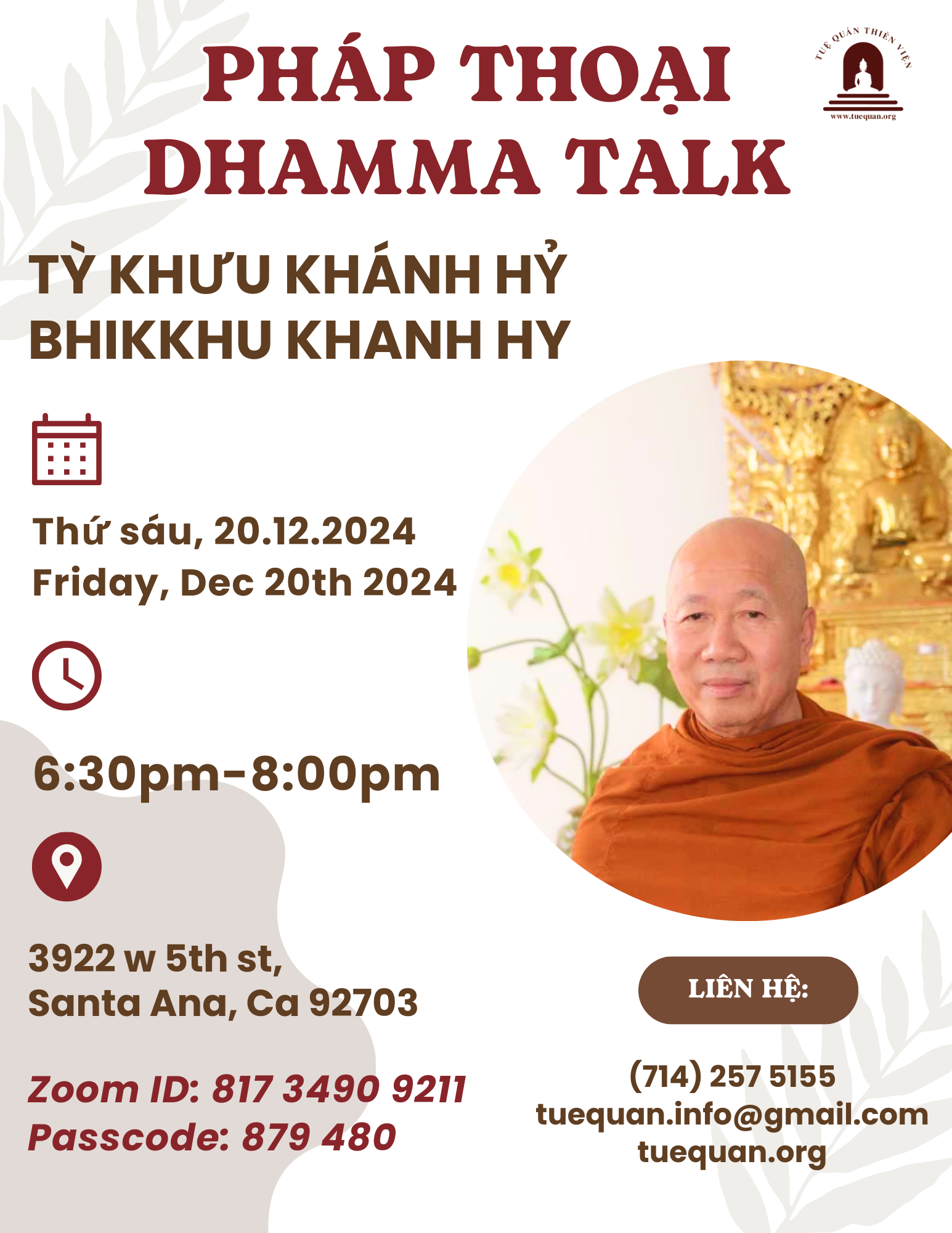 Friday Dhamma talk, Dec 20th 2024