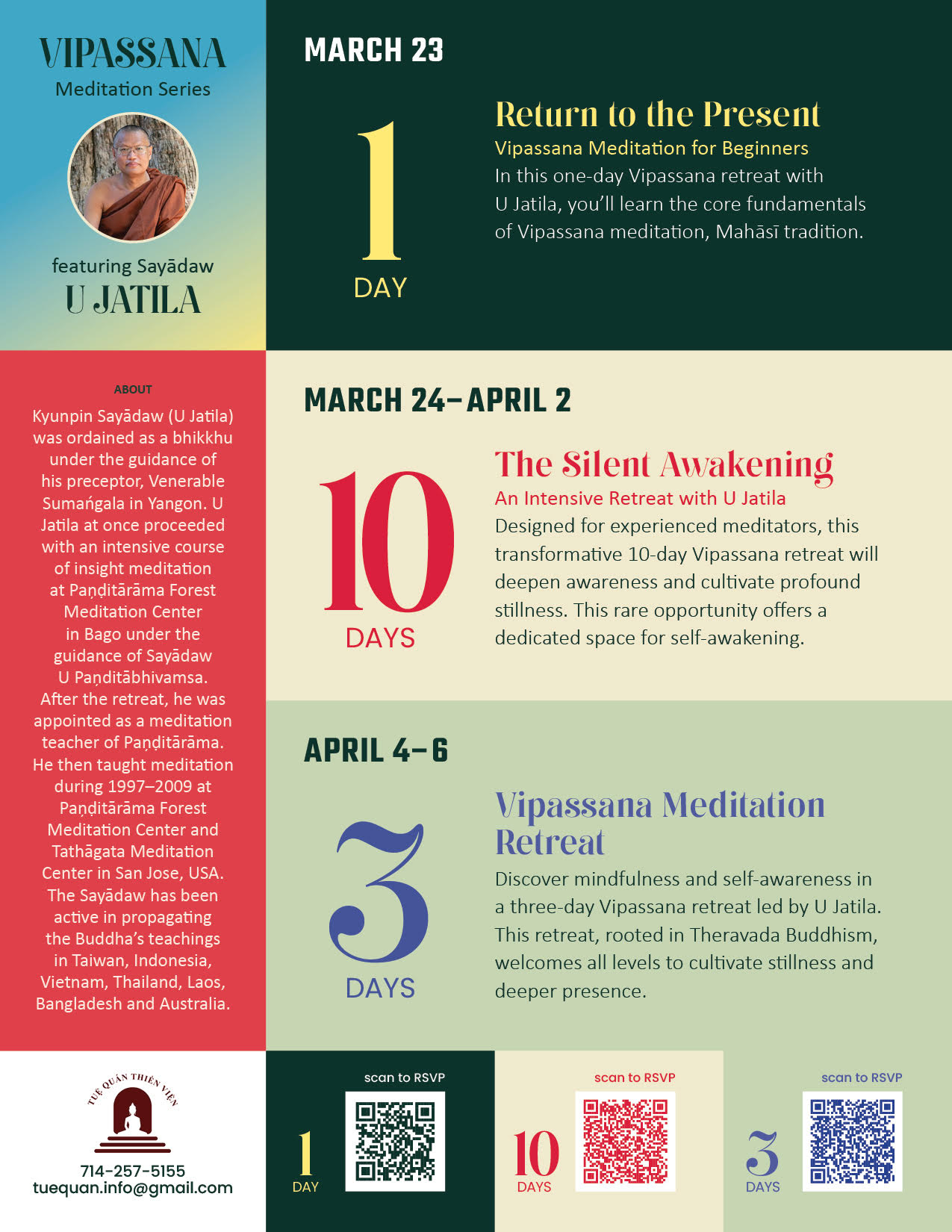 Vipassanā meditation retreat, 10days