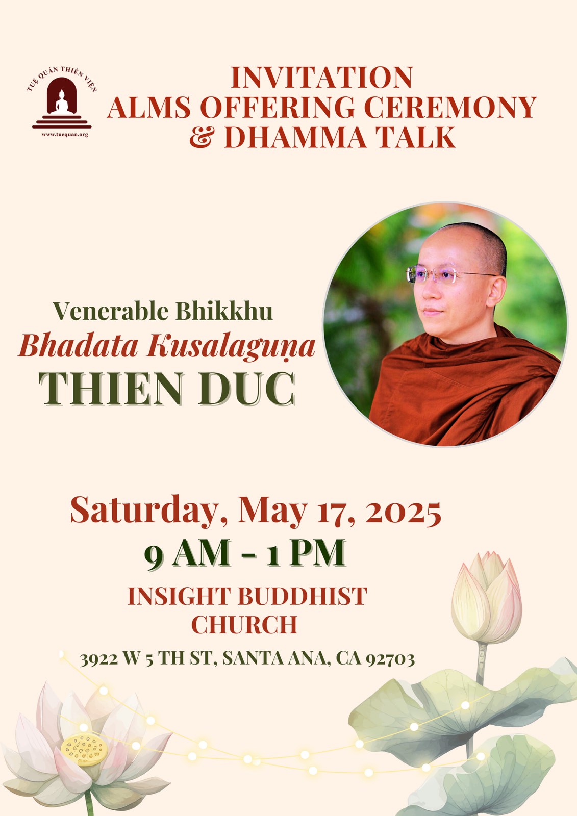ALMS OFFERING CEREMONY & DHAMMA TALK