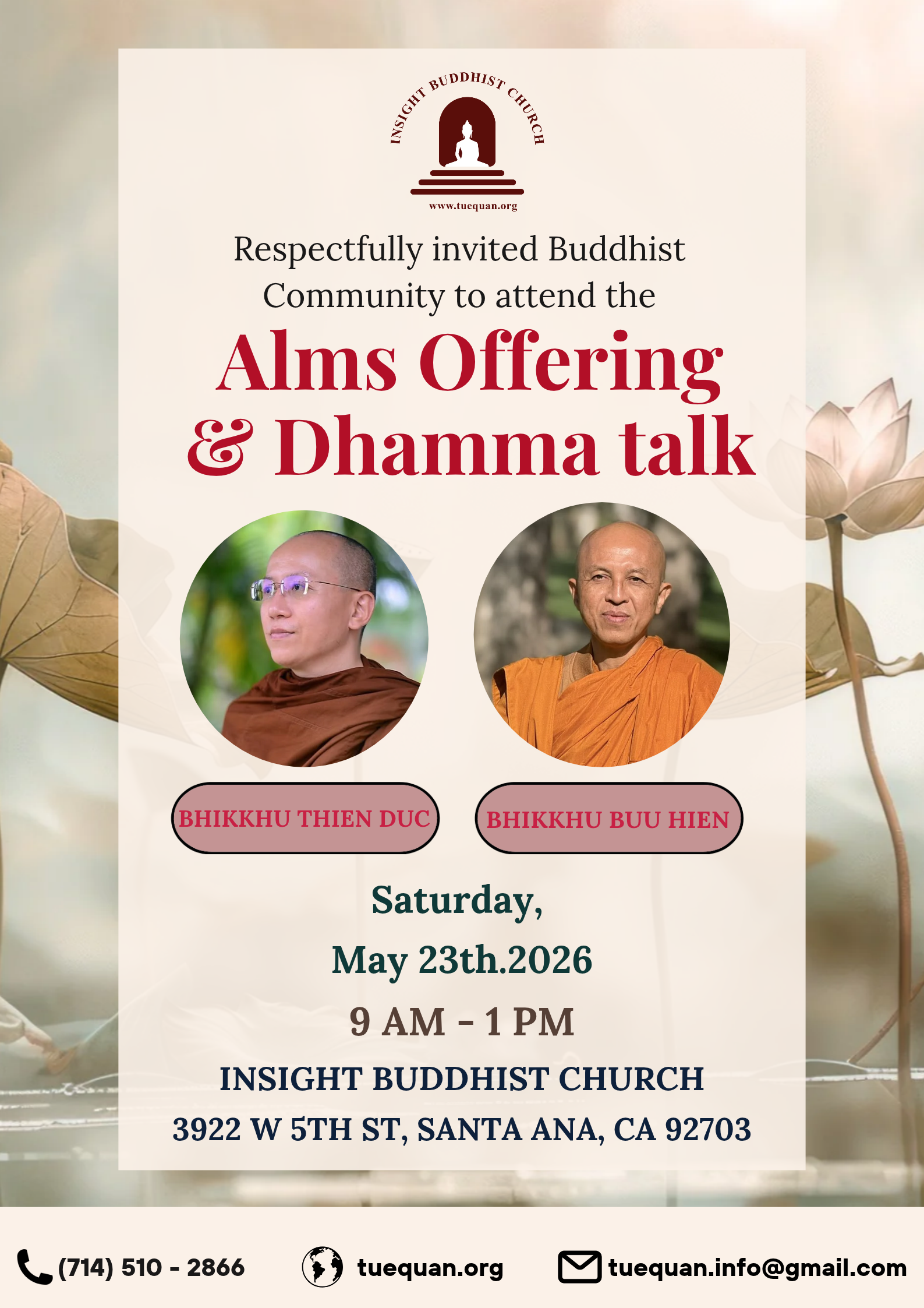 Alms Offering & Dhamma Talk, May 23th 2026